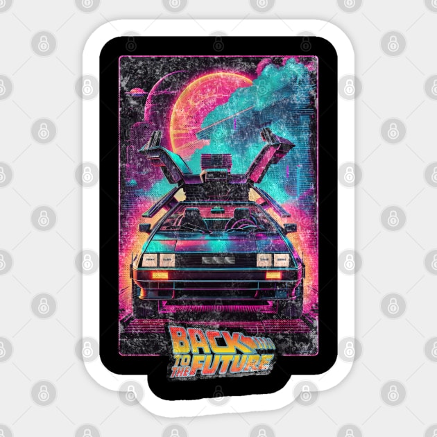 Back To The Future Delorean Vintage Modern Sticker by DeathAnarchy